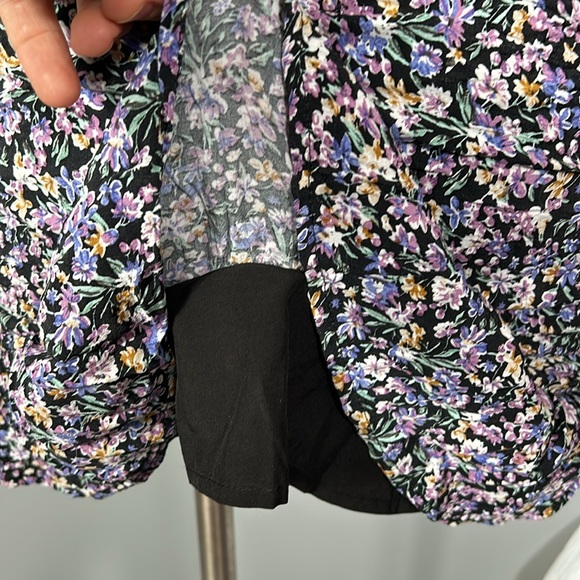 ASTR The Label Black Purple Floral Ruched Mini Dress Size M - Picture 9 of 16